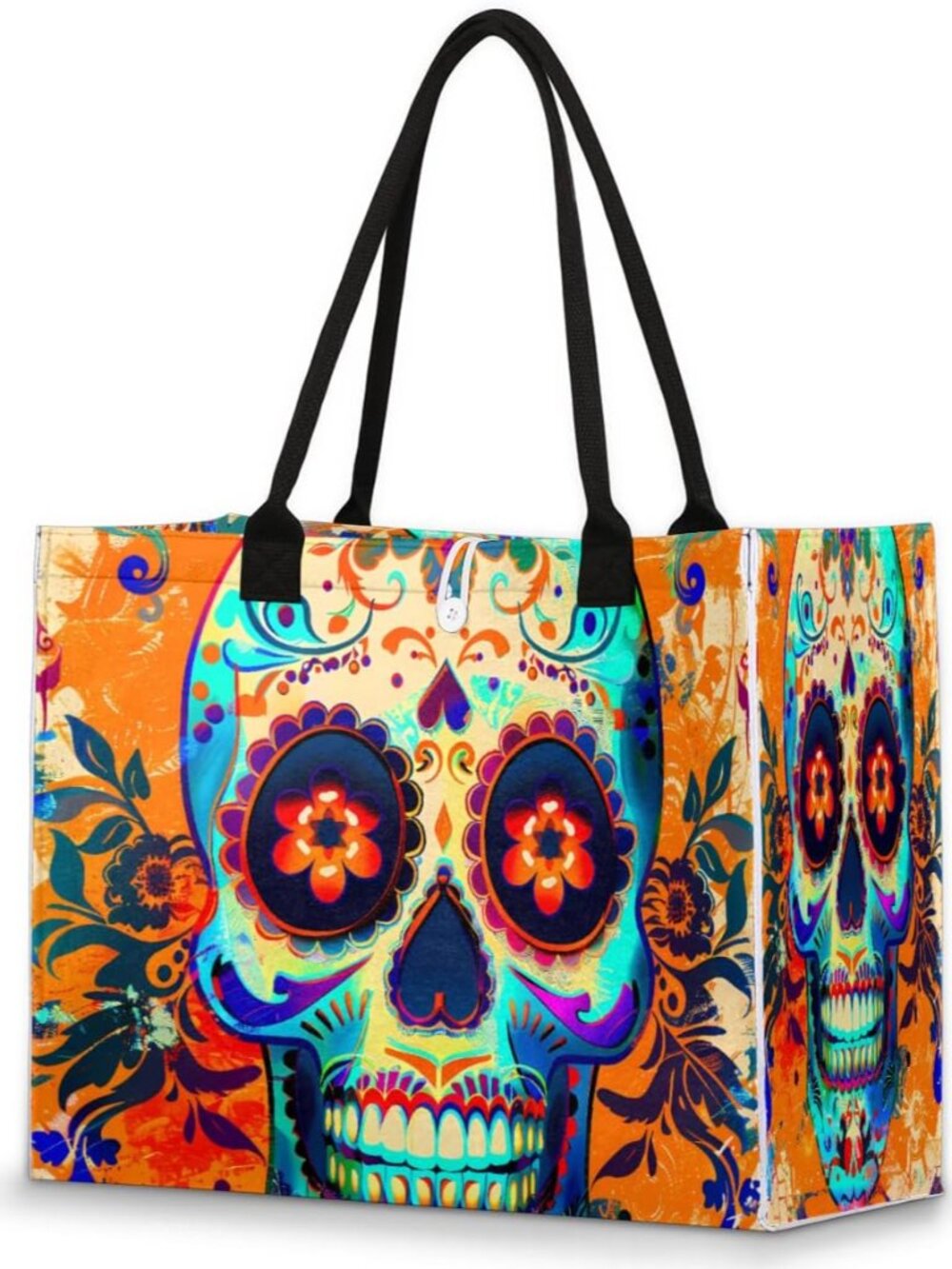 Beach Tote Bag Mexico Day Of The Dead Sugar Skull Large Travel Bag Utility Tote